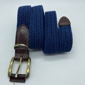 Honors Men's Blue Nylon Braided Belt w/ Leather Tabs Size S/M Style 617-755
